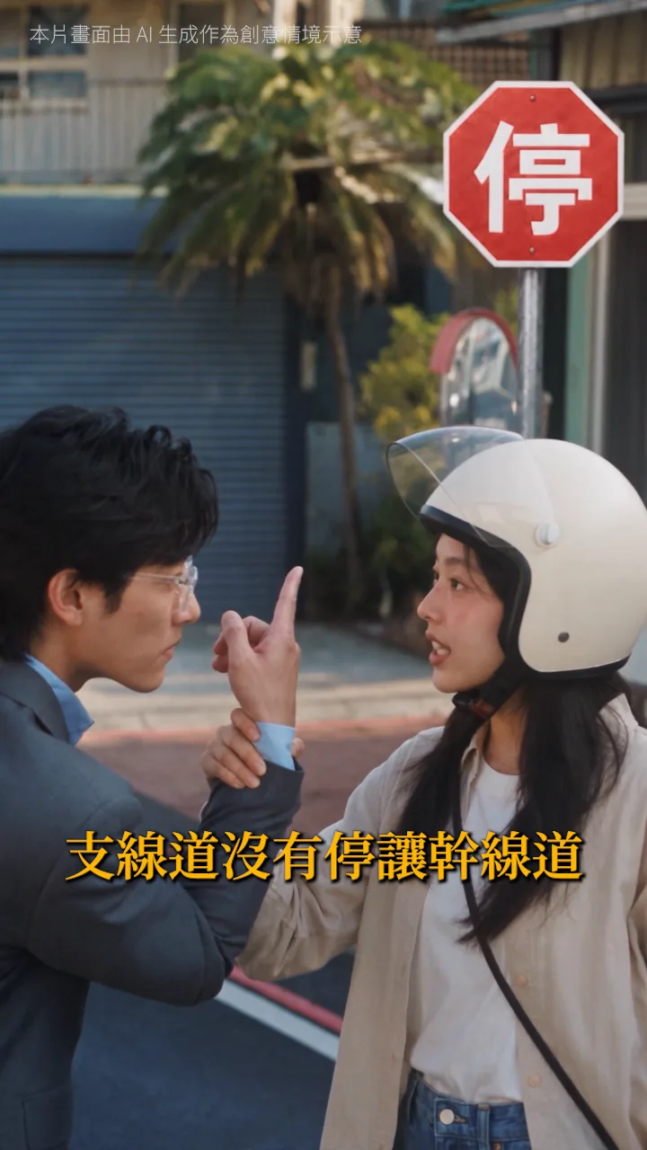 篇章一《命中注定・路口的他》原片畫面(AI 生成畫面)